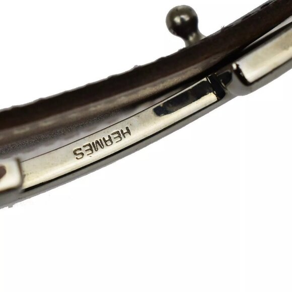 HERMES H Logo Constance Reversible Buckle Belt #80 Leather Gray Purple 77RH283 - Picture 7 of 11